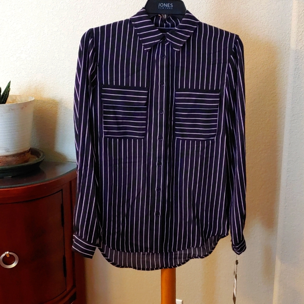 NWT Jones New York blouse, small, black/lilac